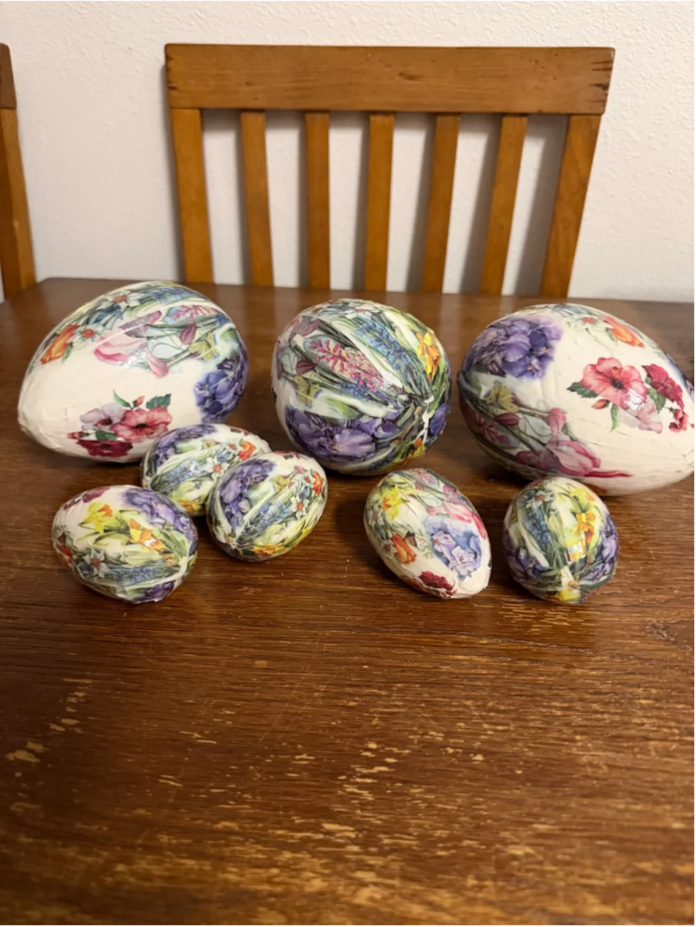 Vintage Floral Decoupage Paper Easter Eggs Lot of 8 Large & Small Spring Holiday